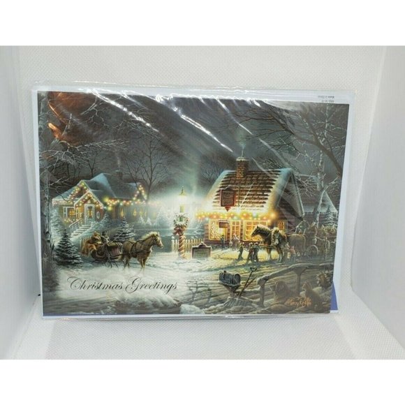 Christmas Greetings Terry Redlin Detailed Art Decorative Greeting Card - Picture 1 of 9
